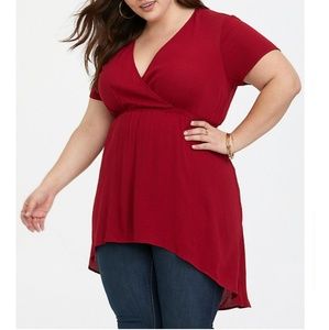 RED WINE GAUZE BABYDOLL TUNIC